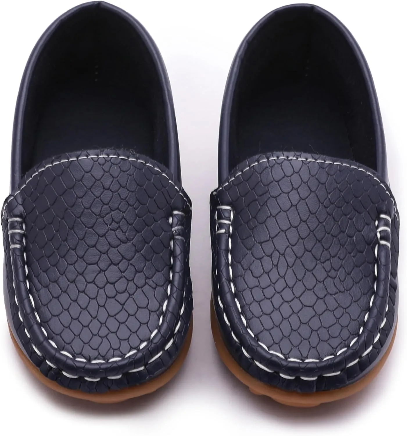 Boys Loafers PU Leather Slip-On Toddler Dress Shoes Non-Slip Sole Kids Moccasins for School Events and Daily Wear