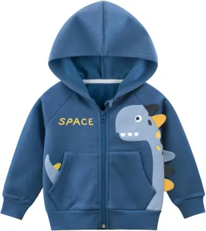 Boys Zip-up Dinosaur Hoodies Toddler Light Jackets Zipper Sweatshirt