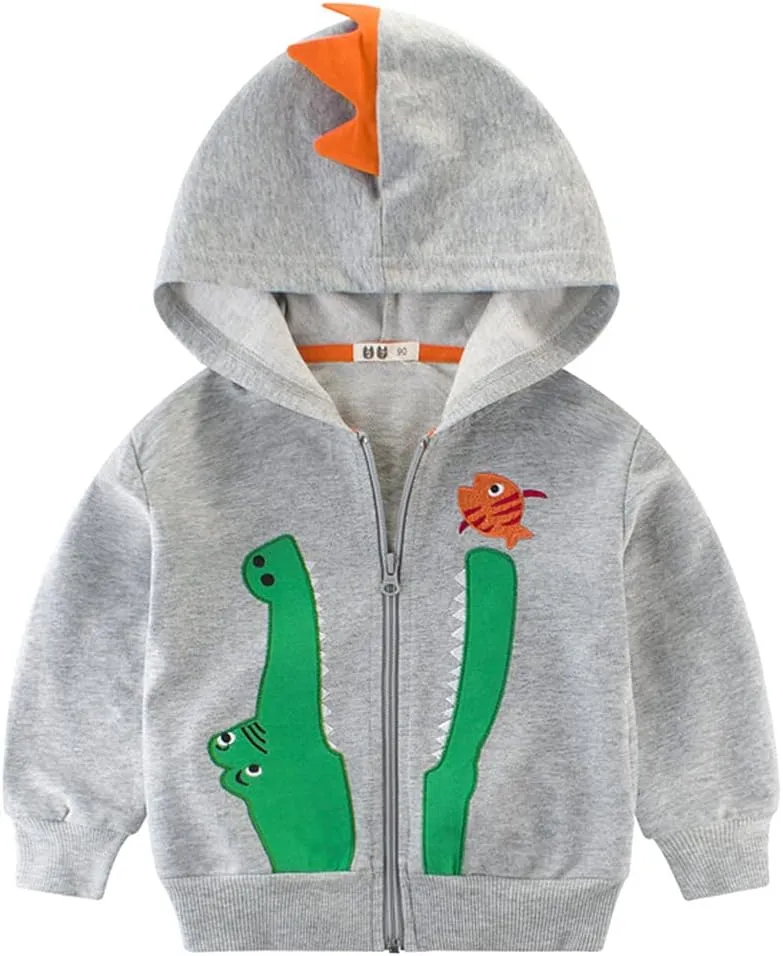 Boys Zip-up Dinosaur Hoodies Toddler Light Jackets Zipper Sweatshirt