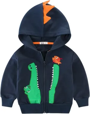 Boys Zip-up Dinosaur Hoodies Toddler Light Jackets Zipper Sweatshirt