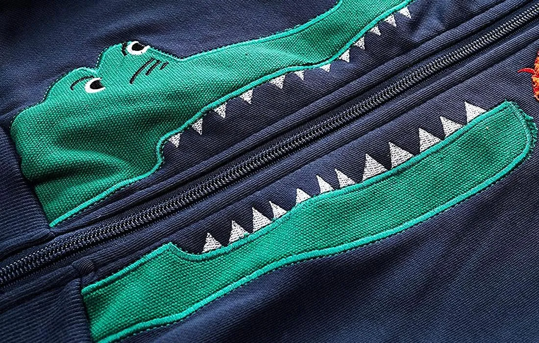 Boys Zip-up Dinosaur Hoodies Toddler Light Jackets Zipper Sweatshirt