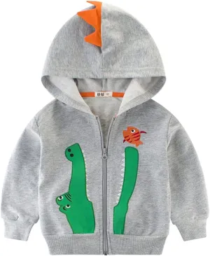 Boys Zip-up Dinosaur Hoodies Toddler Light Jackets Zipper Sweatshirt