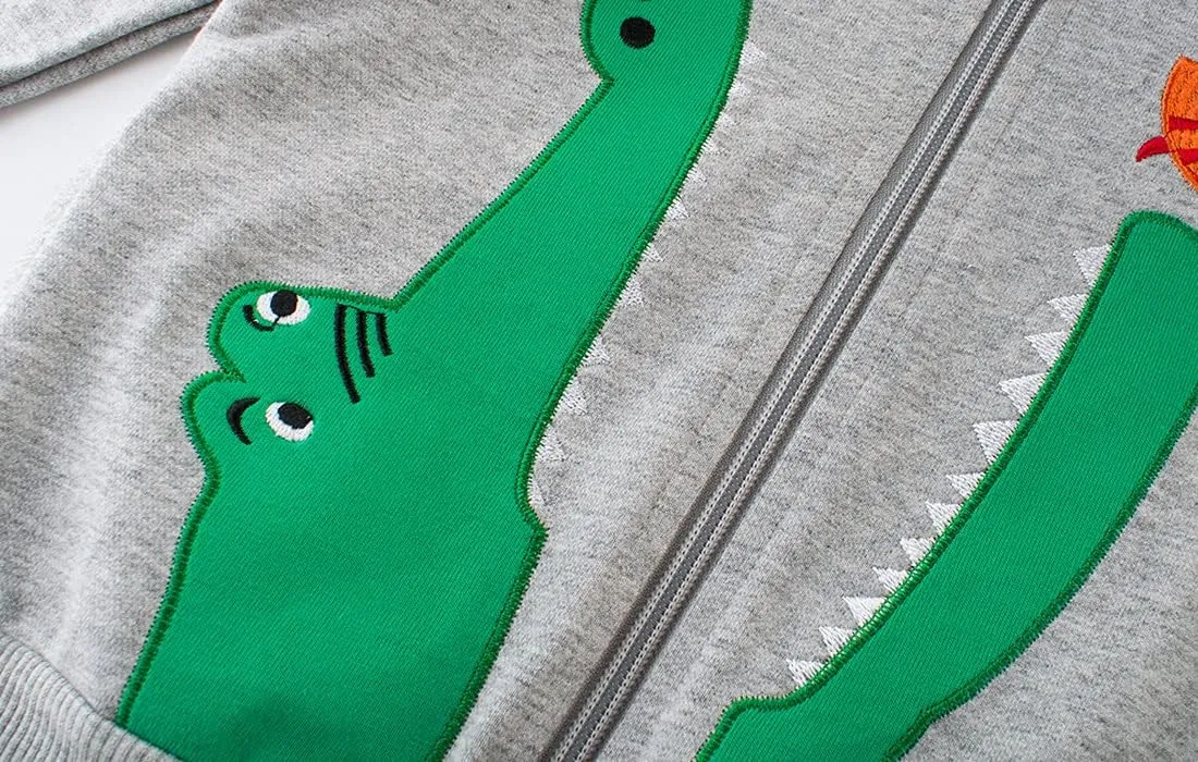 Boys Zip-up Dinosaur Hoodies Toddler Light Jackets Zipper Sweatshirt