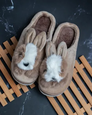 Brauch Women's Tan Cute Rabbit Winter Slippers