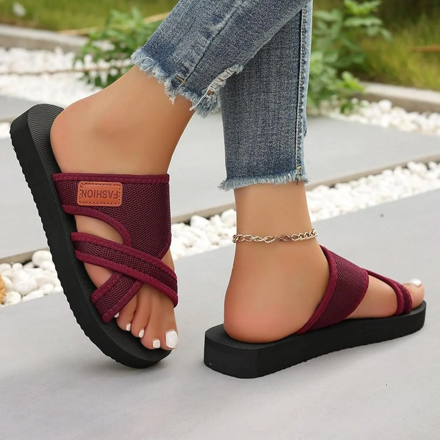 Breathable Mesh Sandals for Women,Avylays Orthopedic Sandals Arch Support Flip Flops Summer Beach Flat Slide Sandals
