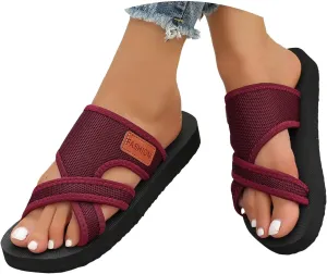Breathable Mesh Sandals for Women,Avylays Orthopedic Sandals Arch Support Flip Flops Summer Beach Flat Slide Sandals