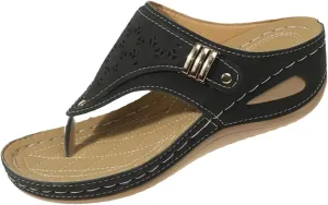 Canbebig Womens Flip Flops Non Slip Lightweight Orthopedic Sandals Breathable Mesh Sports Sandals Wedge Slippers with Arch Support Beach Casual Walking Shoe