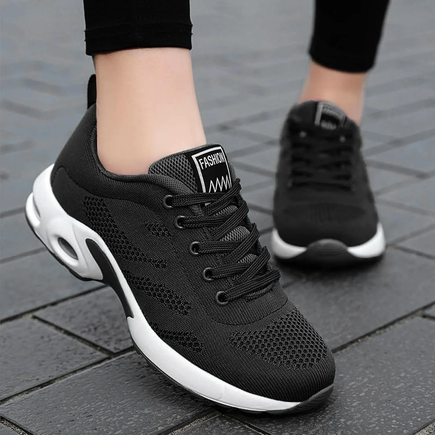 Cathalem Musabela Orthopedic Shoes for Women Mesh Up Stretch Platform Sneakers Arch Support Air Cushion Slip-On Walking Shoes