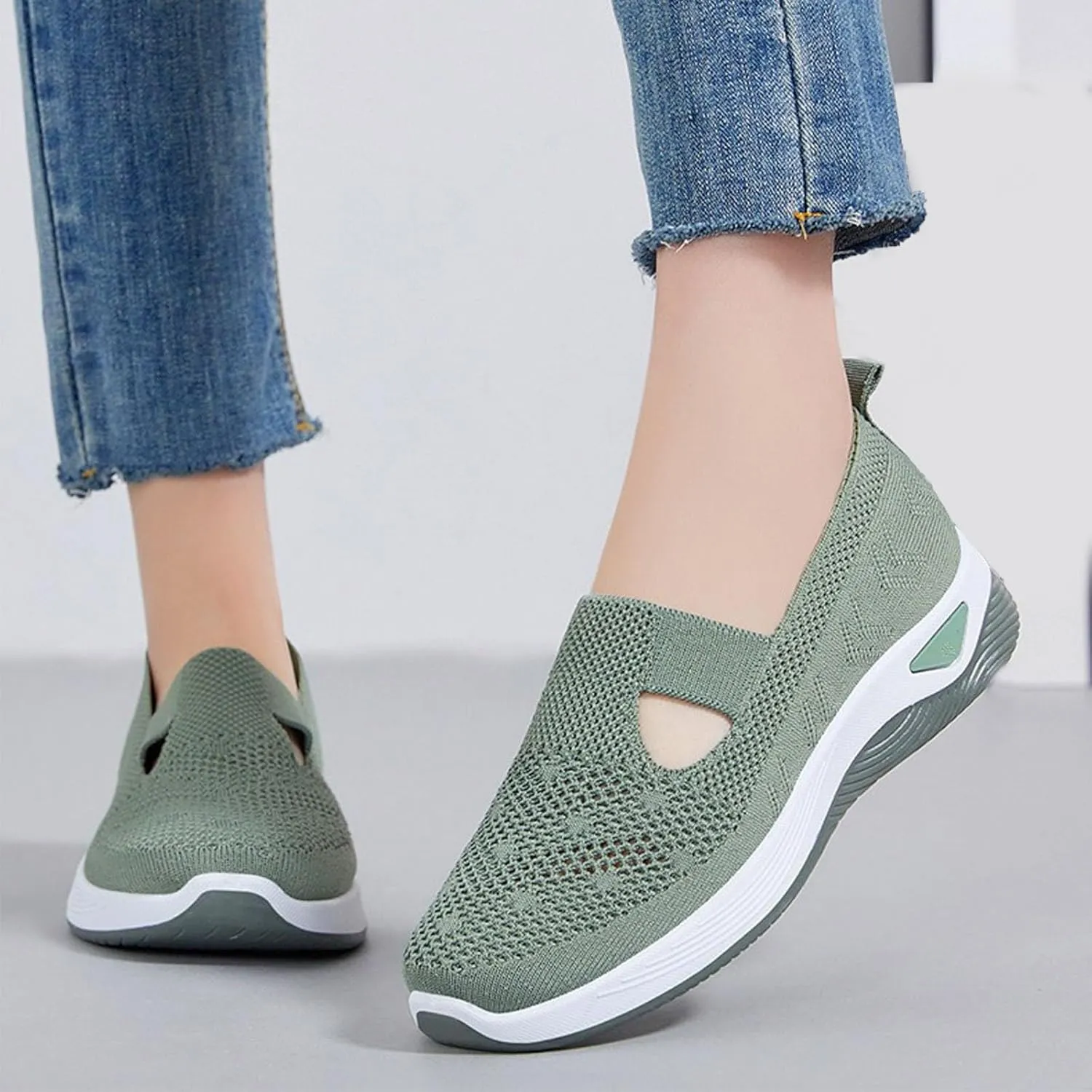 Cathalem Orthopedic Shoes for Women, Go Walking Slip on Diabetic Foam Shoes Hands Free Slip in Sneakers Arch Support