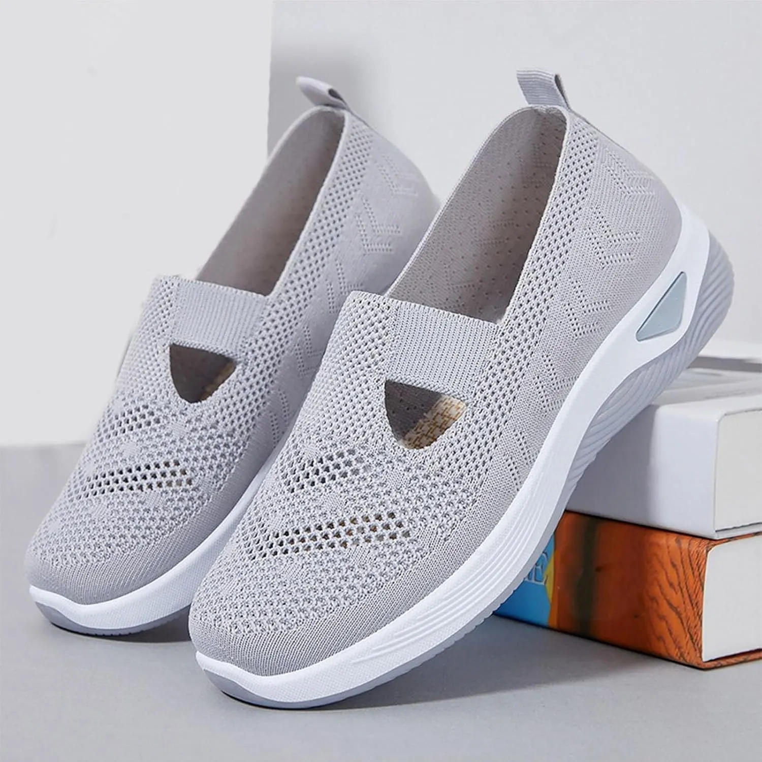 Cathalem Orthopedic Shoes for Women, Go Walking Slip on Diabetic Foam Shoes Hands Free Slip in Sneakers Arch Support