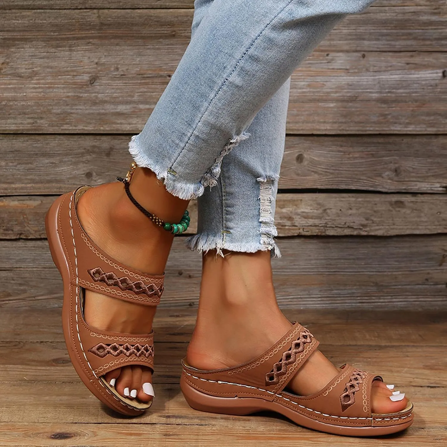 Cathalem Summer Shoes for Women 2024 Summer Casual Orthotic Sandals Flip Flops Comfortable Walking Sandals Women Dressy Summer