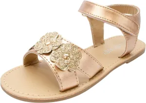 Children Flat Sandals Flower Beach Shoes Little Girls Sandals Rubber Sole Princess Dress Flat Little Kid/Big Kid (Rose Gold, 3.5-4 Years Toddler)