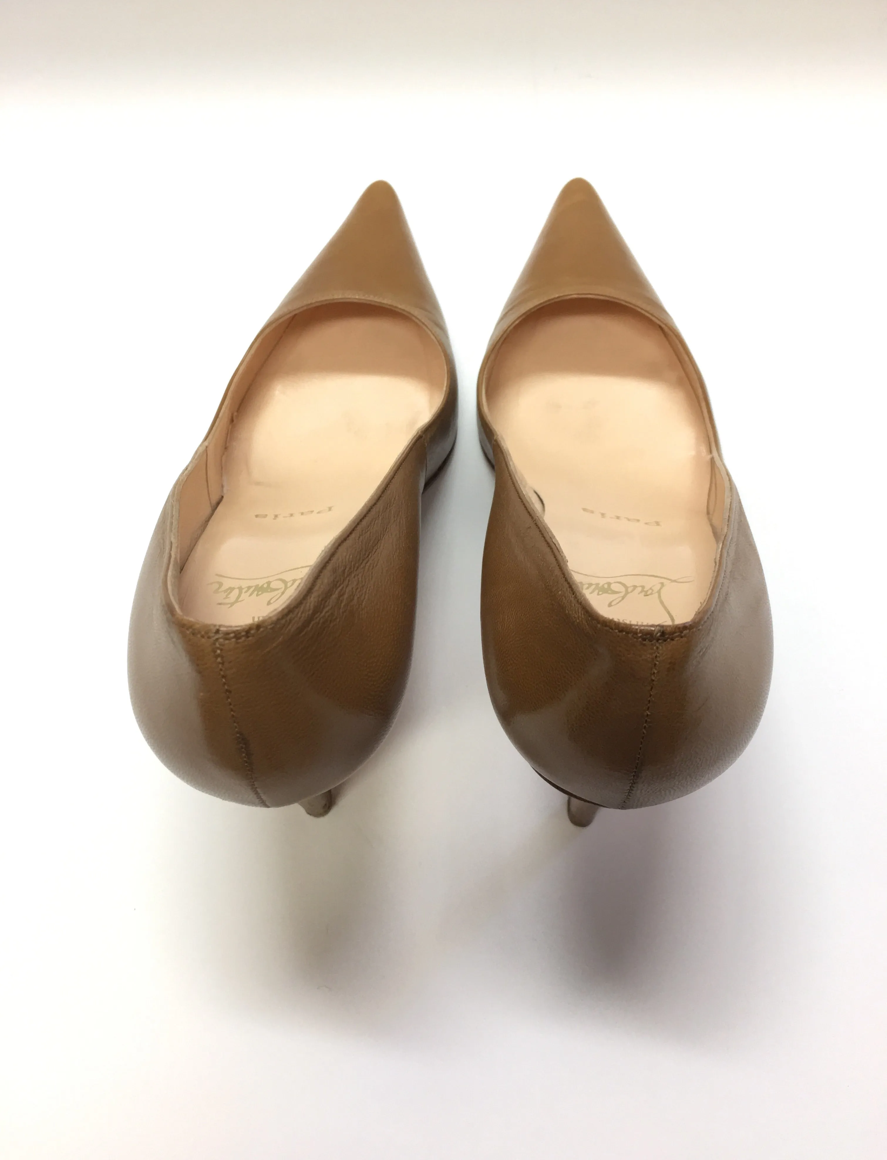 CHRISTIAN LOUBOUTIN LEATHER POINTED RED SOLE PUMPS SIZE 38