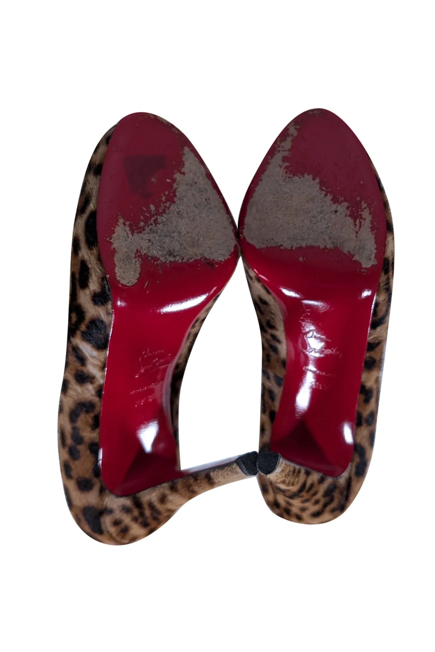 Christian Louboutin - Tan Leopard Print Peep Toe Pumps Sz 9.5