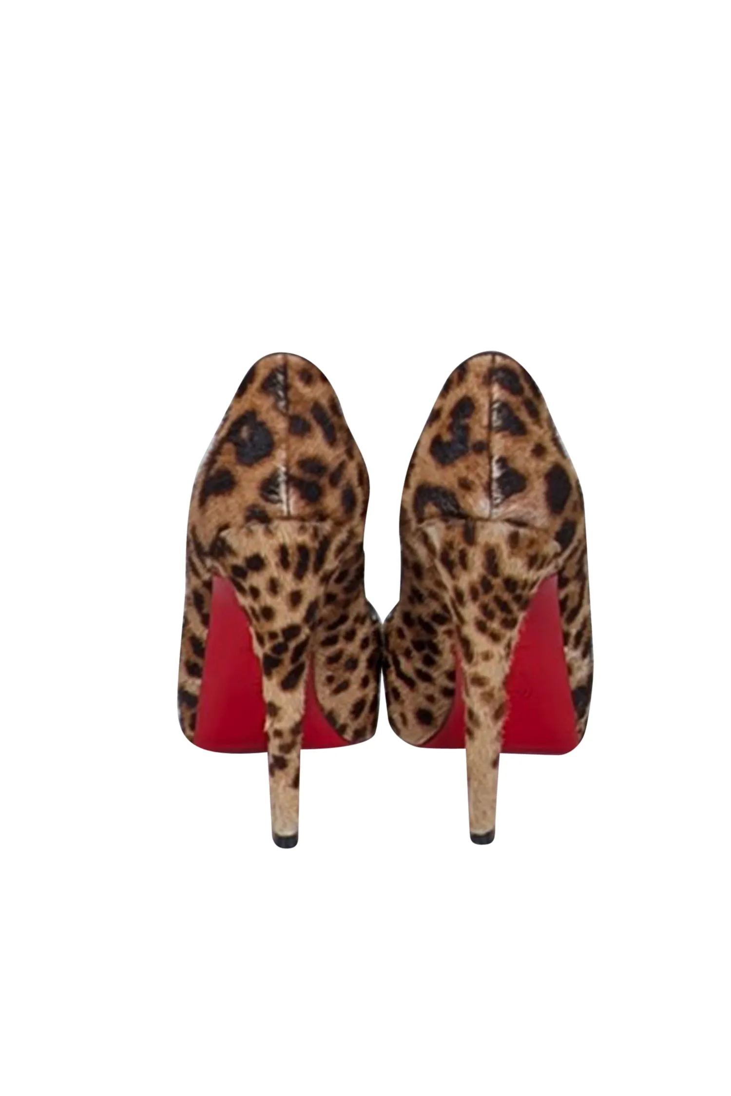 Christian Louboutin - Tan Leopard Print Peep Toe Pumps Sz 9.5