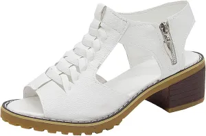 Chunky Heel Sandals for Women Low Heel Slingback Open Toe Sandals Hollow Round Head Side Zipper Sandal Comfortable Breathable Lightweight Going Out Shoes Elegant Wedding Work Fashion Sandal