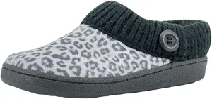Clarks Scuff Grey Leopard Knit Slip On Rounded Closed Toe Slipper Mule