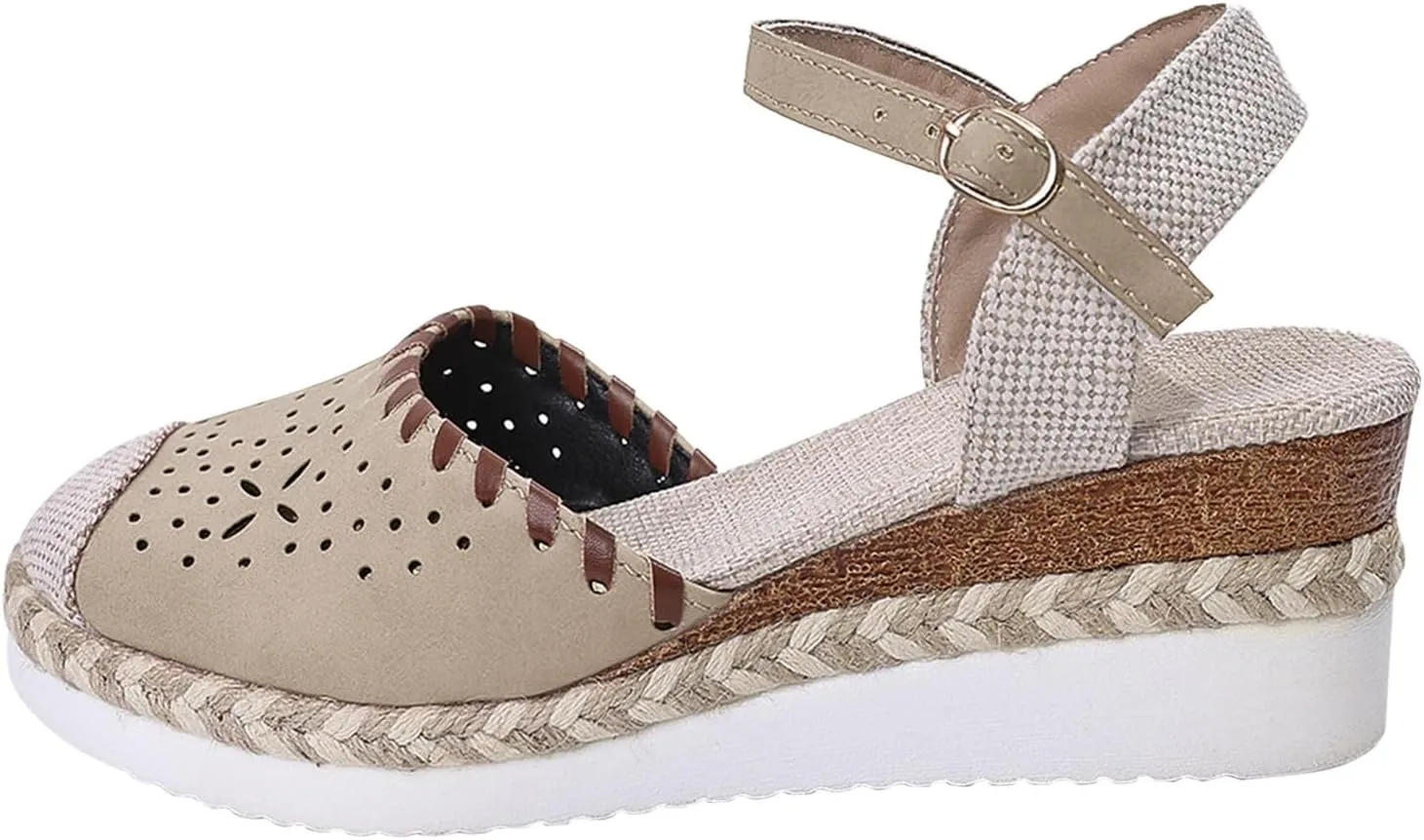 Closed Toe Wedges for Women Ankle Strap Espadrilles Sandal with Arch Support Comfortable Wide Width Orthopedic Sandals Summer Dressy Slip On Shoes