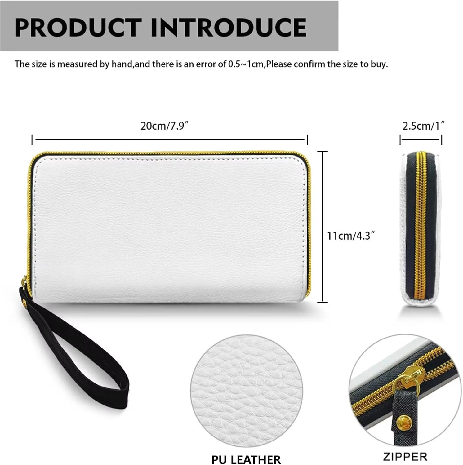 Coffee Pattern Slim Wallets for Women Phone Clutch with Wristlet, Coffee Cup Print Vegan PU Leather Long Wallet Zipper Travel Cards Purse