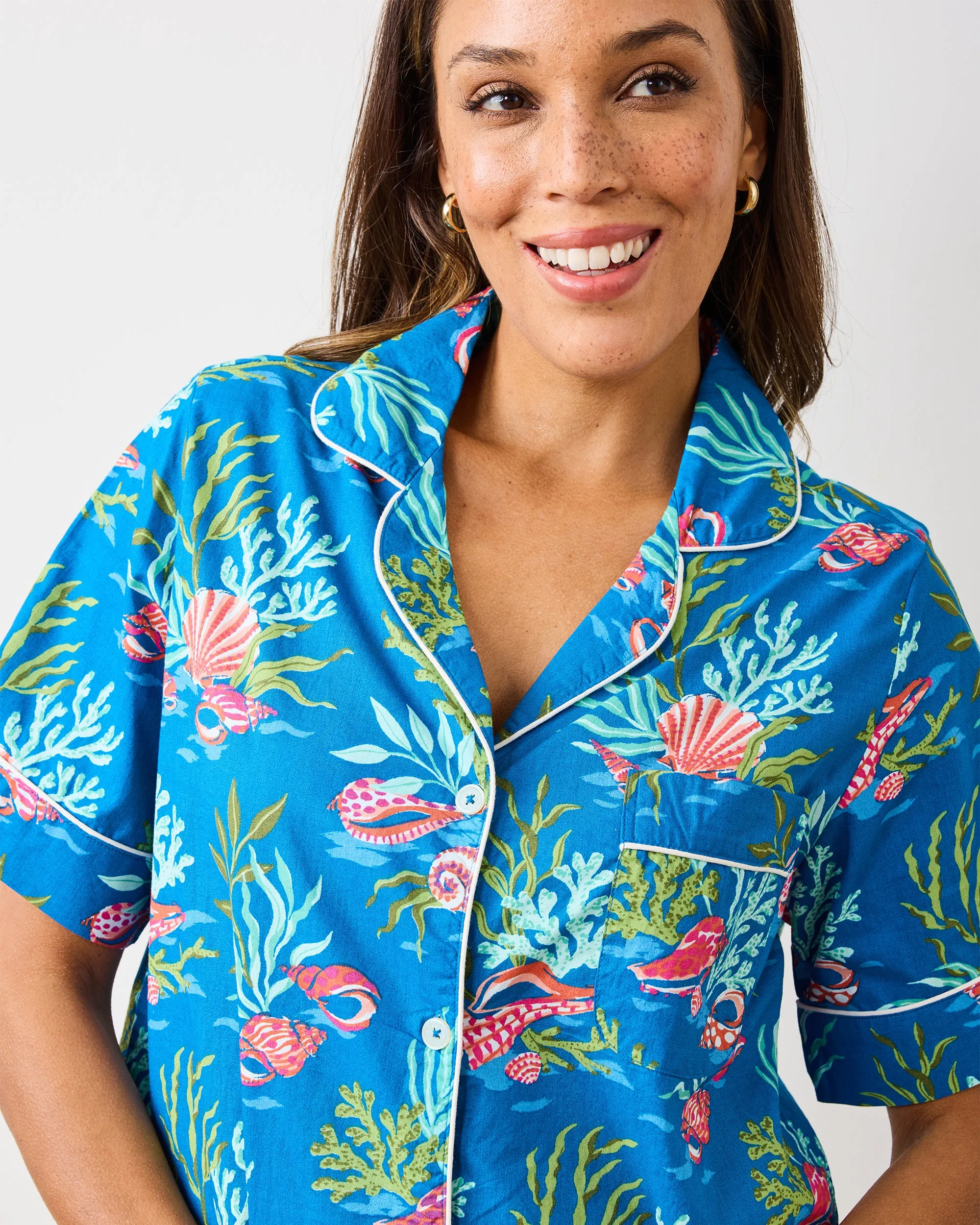 Coral & Conch - Short PJ Set - Ocean Breeze