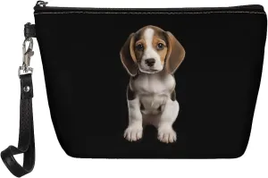 Cosmetic Bag for Women Girl, Beagle Printed Toiletry Bag Small Purse with Zipper, Pu Leather Waterproof Make Up Bag, Portable Travel Accessories