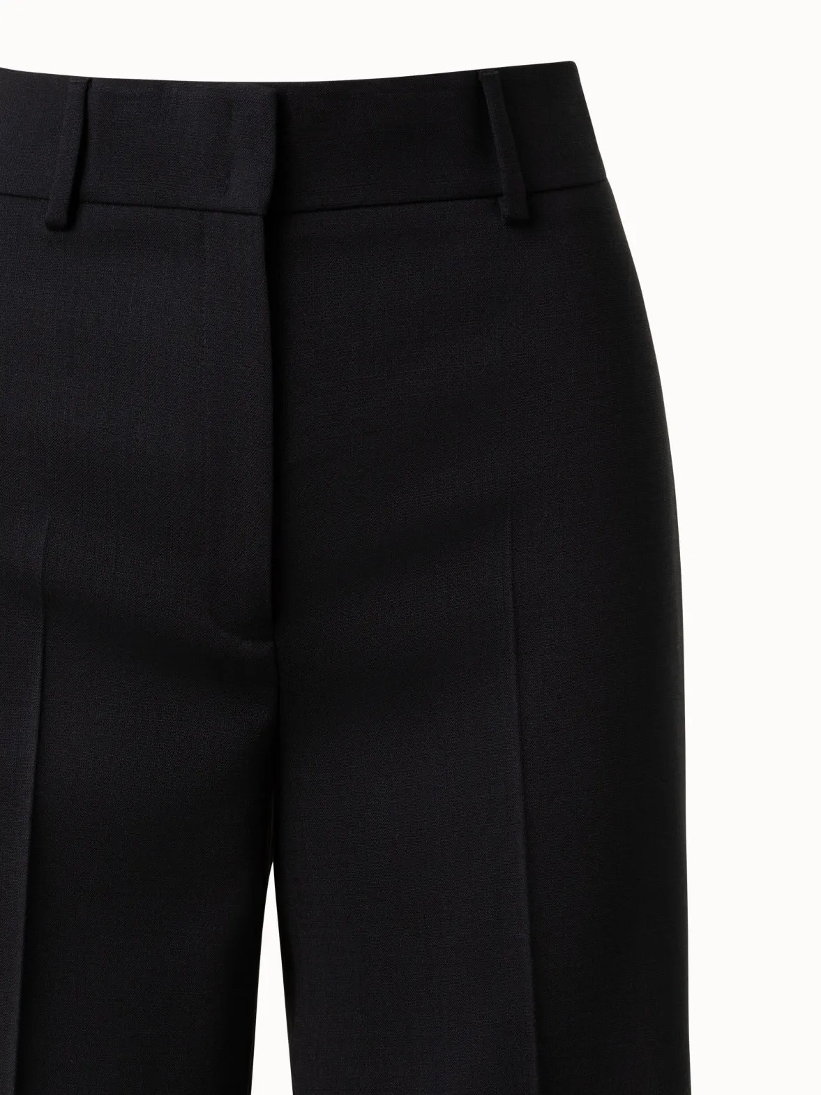 Cropped Wide Wool Stretch Pants with Fringe