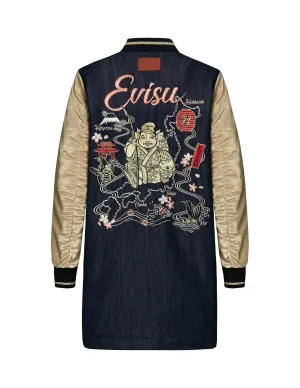 Denim Blocking Souvenir Long Coat