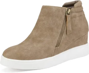 DREAM PAIRS Women??s Platform Wedge Sneakers Ankle Booties