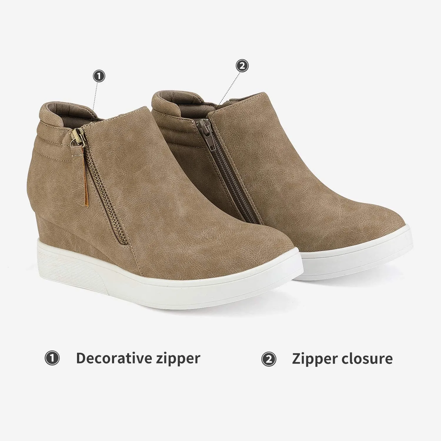 DREAM PAIRS Women??s Platform Wedge Sneakers Ankle Booties