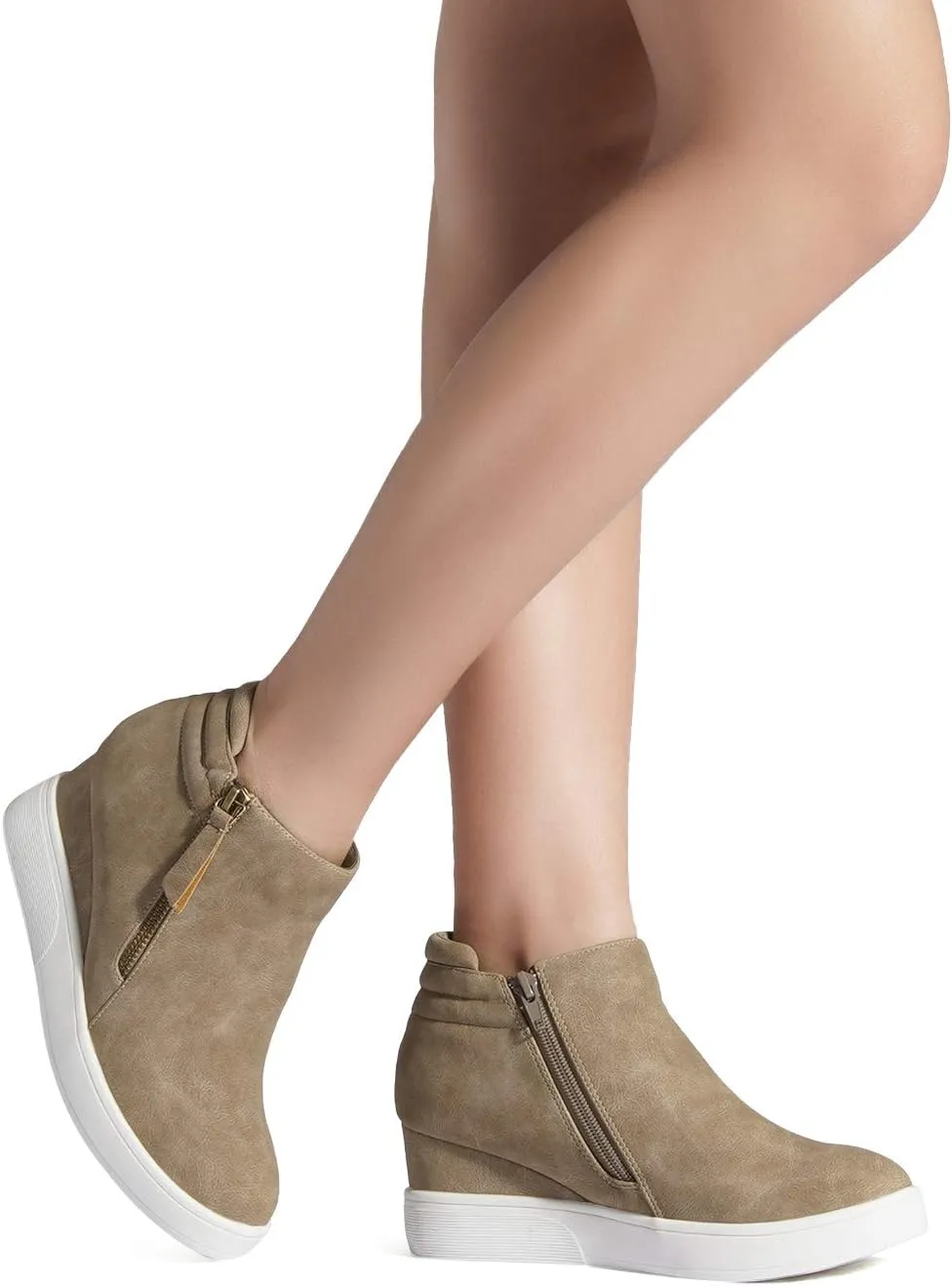 DREAM PAIRS Women??s Platform Wedge Sneakers Ankle Booties