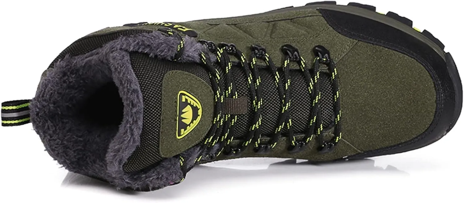 Dsisskai Men Hiking Boot Fur Lined Warm Ankle Booties Comfortable Lace Up Non-Slip Winter Shoes Snow Footwear for Climbing Trekking Traill