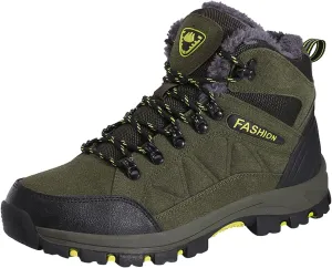 Dsisskai Men Hiking Boot Fur Lined Warm Ankle Booties Comfortable Lace Up Non-Slip Winter Shoes Snow Footwear for Climbing Trekking Traill