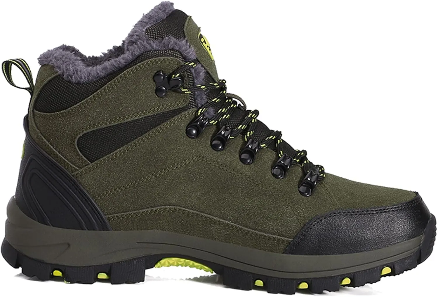 Dsisskai Men Hiking Boot Fur Lined Warm Ankle Booties Comfortable Lace Up Non-Slip Winter Shoes Snow Footwear for Climbing Trekking Traill