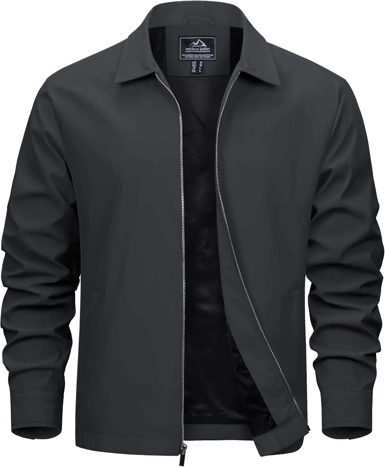EKLENTSON Mens Lightweight Jackets Full Zip Laydown Collar Golf Light Windbreaker Jackets with Zip Pockets
