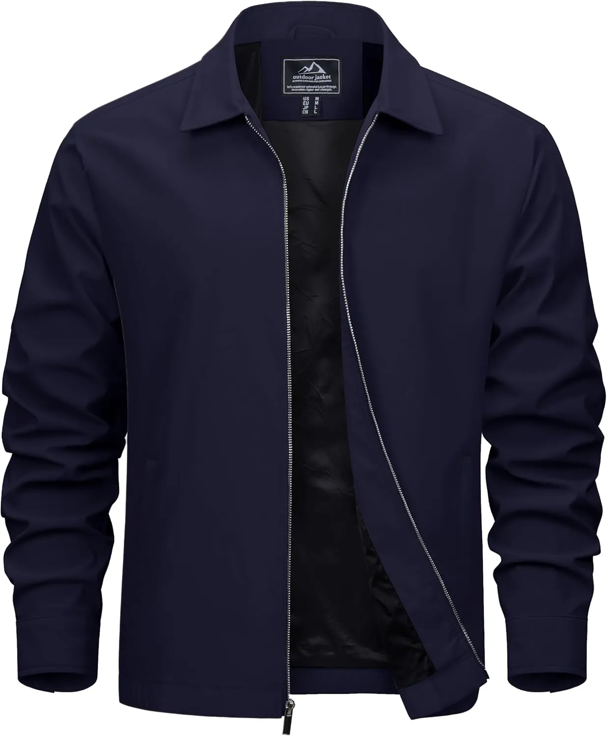 EKLENTSON Mens Lightweight Jackets Full Zip Laydown Collar Golf Light Windbreaker Jackets with Zip Pockets