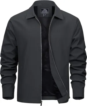 EKLENTSON Mens Lightweight Jackets Full Zip Laydown Collar Golf Light Windbreaker Jackets with Zip Pockets