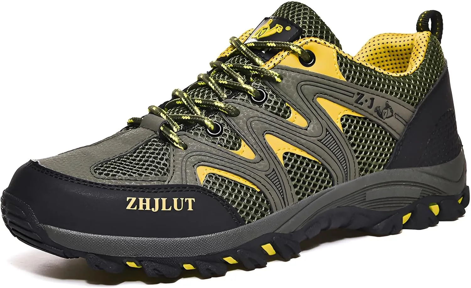 Ellniges]Hiking Shoes Men Women -Waterproof & Lightweight Breathable Trekking Shoes with Shock Absorption, Terrain for Mountain Climbing, Hiking, Daily Walking Army Green