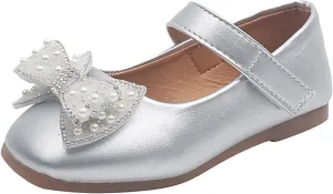 EnJoCho Baby Wedding Shoes Summer And Autumn Fashion Girls Casual Shoes Bow Pearls Flat Bottom Dress Shoes Hook Loop