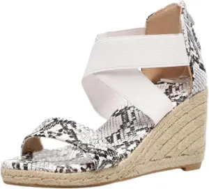 Espadrilles Wedge Sandal for Women Slip On Elastic Ankle Strap Open Toe Platform Sandals Womens Casual Dressy Summer