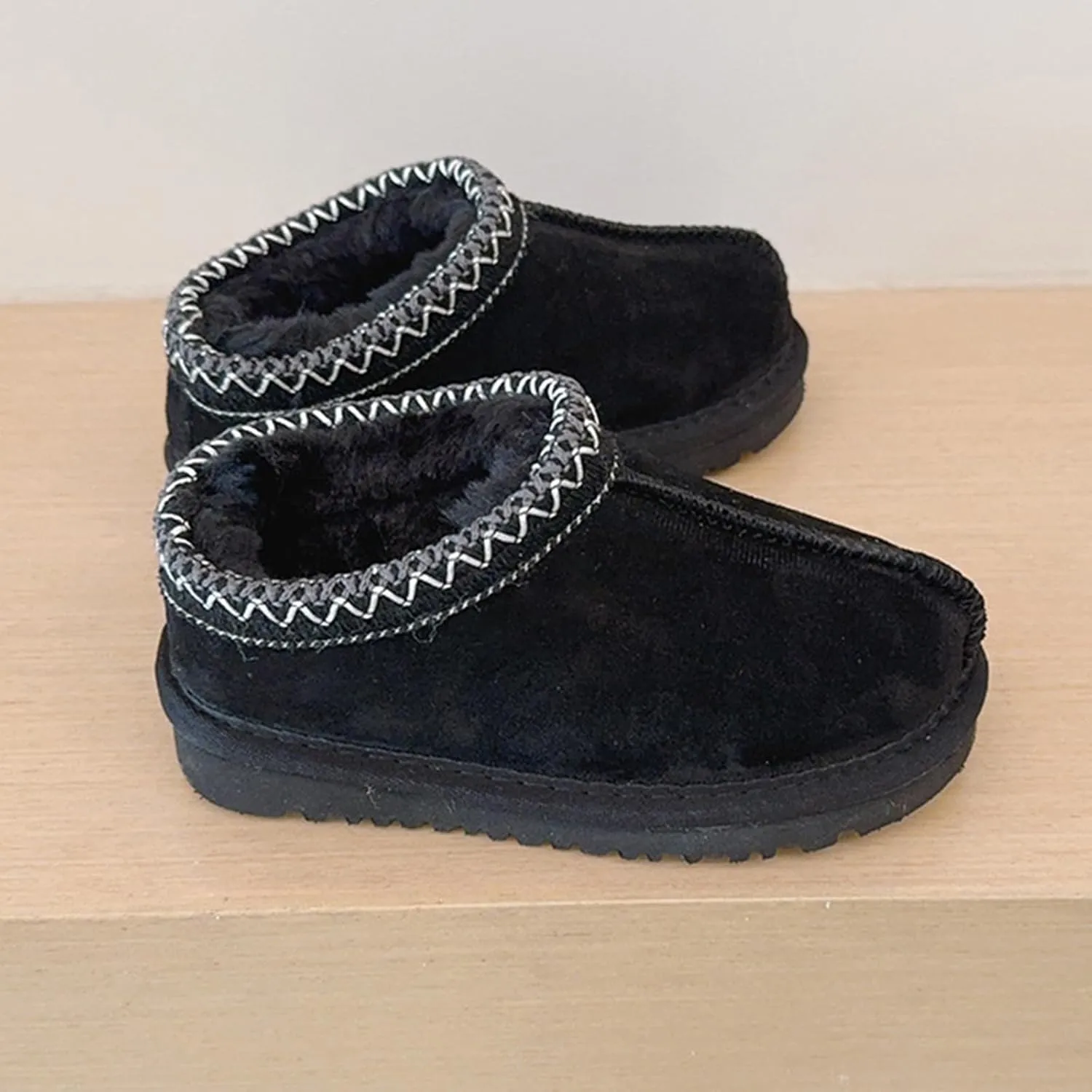 Fashion Winter Plush Platform Boots Little Kids Ankle Boots Toddler Kids Wool Lined Slippers Girls Boys Outdoor Warm Indoor Home Anti-slip Trendy Mini Boots