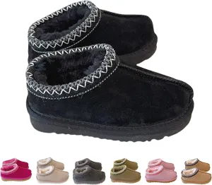 Fashion Winter Plush Platform Boots Little Kids Ankle Boots Toddler Kids Wool Lined Slippers Girls Boys Outdoor Warm Indoor Home Anti-slip Trendy Mini Boots