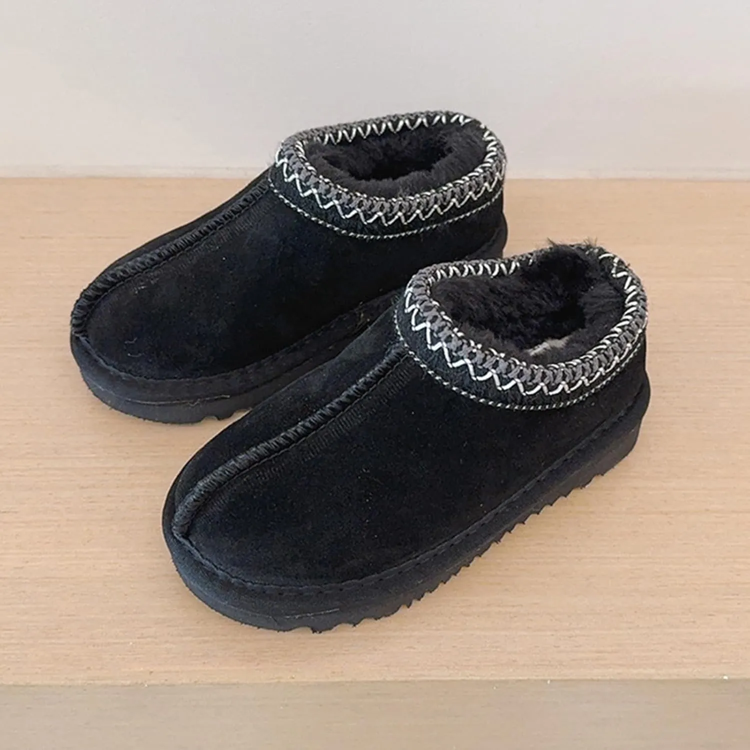 Fashion Winter Plush Platform Boots Little Kids Ankle Boots Toddler Kids Wool Lined Slippers Girls Boys Outdoor Warm Indoor Home Anti-slip Trendy Mini Boots