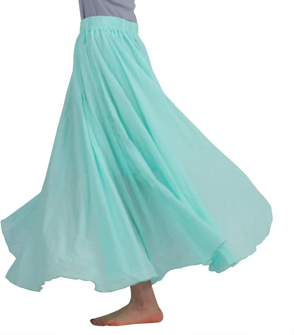 FEOYA Maxi Skirts for Women Cotton Linen Bohemian Long Skirt Two Layer Swing A-Line Flowy Skirt