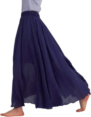FEOYA Maxi Skirts for Women Cotton Linen Bohemian Long Skirt Two Layer Swing A-Line Flowy Skirt