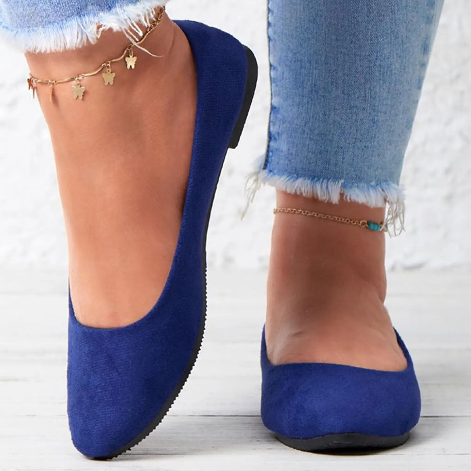 Flat Shoes for Women Comfortable Slip on Shallow Shoe Women's Flats Casual Dressy Suede Lightweight Single-Shoes