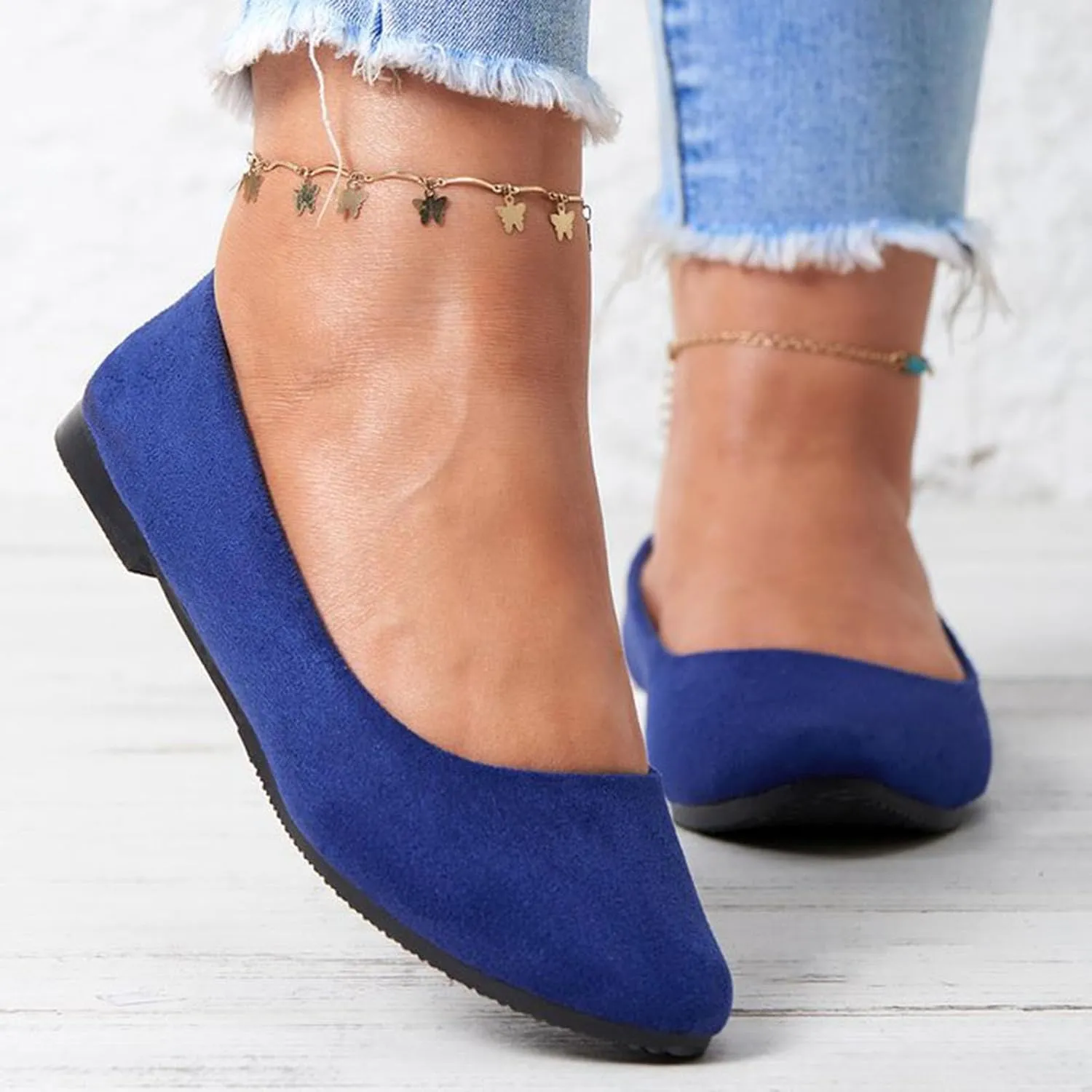Flat Shoes for Women Comfortable Slip on Shallow Shoe Women's Flats Casual Dressy Suede Lightweight Single-Shoes