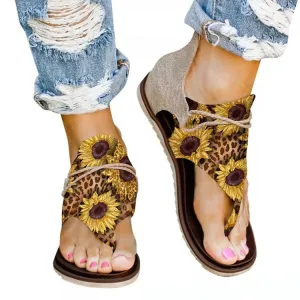 Flip-flops Back Zipper Leopard Print Casual Light Beach Sandals