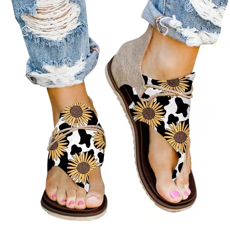 Flip-flops Back Zipper Leopard Print Casual Light Beach Sandals