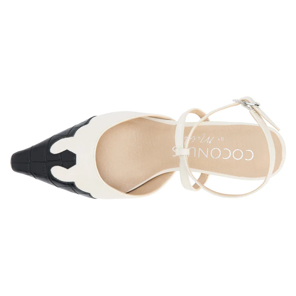 Florence Tooled Inlay Pointed Toe Kitten Heel Pumps