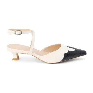 Florence Tooled Inlay Pointed Toe Kitten Heel Pumps